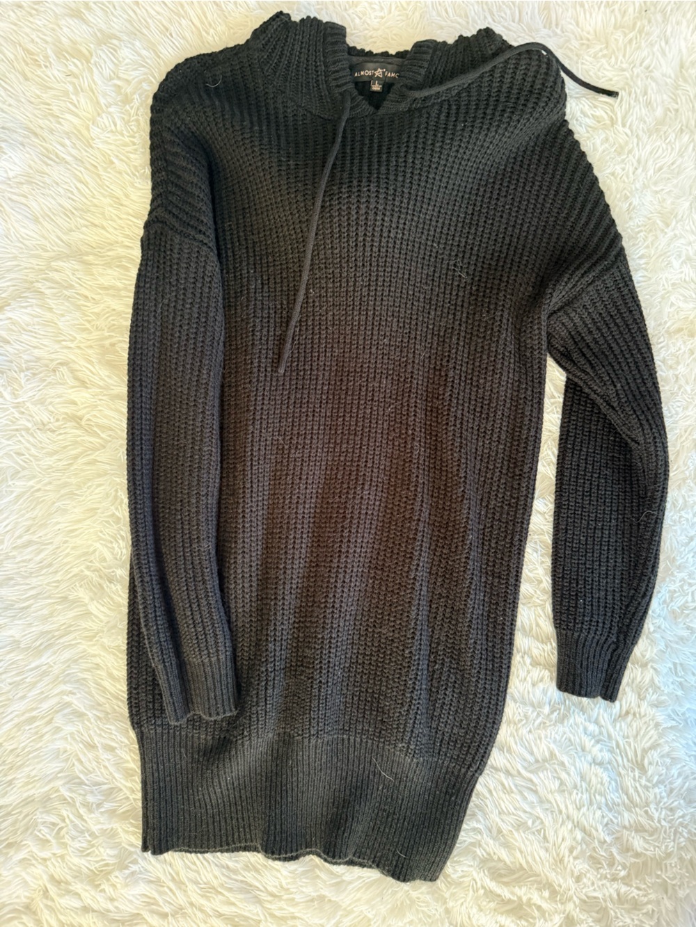 Almost Famous Black Ribbed long Sweater